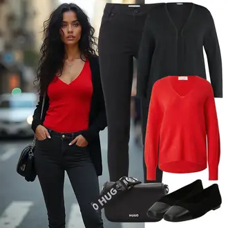 Outfit sa Crna/Pink Balerinka na špic/Ravna cipela/Salonka Pumpa na Niskoj Peti/Balerinka tenisica/Rastezljiva balerinka Vagabond Shoemakers "Lagana odjeća"