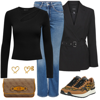 Outfity na zimu s Modrá/Světle modrá Pánské tričko/Zvonové Džíny/Džíny s Nízkým Sedem/Džíny s Rozparkem Only "Módní zimní outfit"