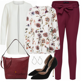 Outfit met rood Broek Only "ESPRIT"