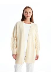 LCWAIKIKI Basic Shawl Collar Self-Patterned Long Sleeve Women's Knitwear Cardigan
