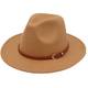 Exemaba Filzhut für Damen Herren Winter Fedora Hut mit breiter Krempe Panama Hut Outdoorhut mit Lederband(A-Kamel,M)