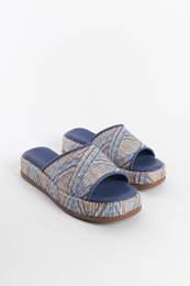 Straw Genuine Leather Single Strip Women's Slippers