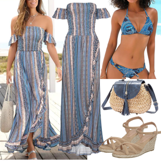 Outfit mit Blau/Dunkelblau/Schwarz Strandtop/Beachwear/Brasilianisches Bikini/Jeans Bikini/Halter-Bikini/Push-Up-Bikini/Push-Up-Bikinitop/Push-up Tankini/Triangel-Bikini/Lederjacken für Männer Lascana "Perfekt Für Den Sommer"