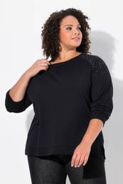 Mikina, ozdobn nty, oversize, kulat vstih, dlouh rukvy