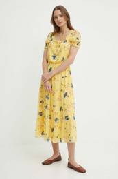 Obleka Lauren Ralph Lauren rumena barva, 250933504