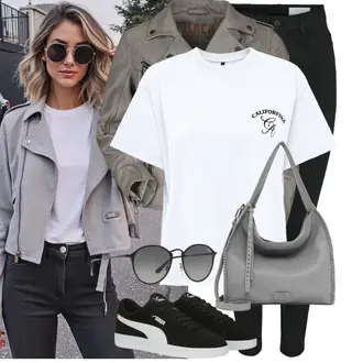 Outfit met zwart/purper Skateschoen/Lage Sneaker/Zomer sneaker Puma "Modieuze lente-outfit"