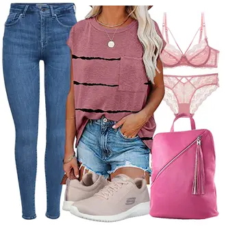 Ultra Flex Outfit mit Rosa/Grau Skechers "Cooles Alltagsoutfit"