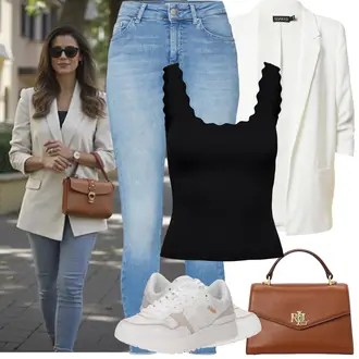 Outfit sa Plava/SvjetloPlava Hlače Jeggings/Traper Tajice/Skinny Hlače Only "Proljetni Outfit"