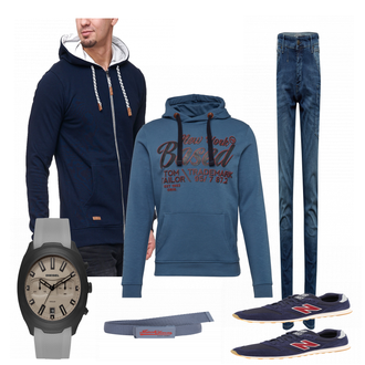 Outfit mit Blau Sneaker New Balance "Jones"