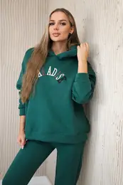 Cotton set with embroidered Paradise green inscription