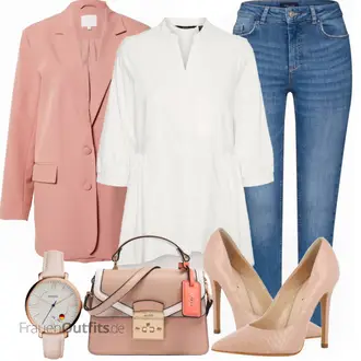 Schicke Outfits Sommer mit Weiß/Khaki/Braun/Grau/Creme Elegante Tunika/Oversize Musselin Bluse/Klassische Tunika/Tuniken-Shirt/Tunika A-linie VERO MODA "Schickes Business Outfit"