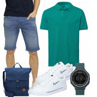 Outfit mit Blau Schultertasche Fjällräven "Sommer Outfit"