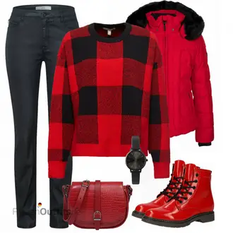 Outfit mit Rot Stiefel Tom Tailor "Herbst Outfit in warmen Farben"