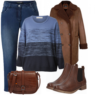 Outfit mit Rot Stiefel Tom Tailor "Winter Outfit in große Größen"