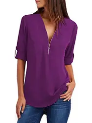YOINS Tunika Damen Oberteile Damen Elegant Herbst Langarmshirts Bluse Damen 3/4 Arm Winter T-Shirt V-Ausschnitt Sexy Tops