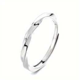 1pc S925 Pure Silvery Retro Design Möbius Ring Twist Ring Open Adjustable Low Allergy Ring . 1.8g, Vana