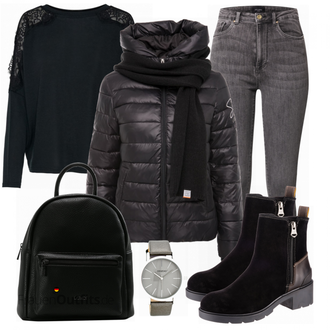 Outfit mit Schwarz Stiefel Camel Active "Herbst Outfit für den Alltag"