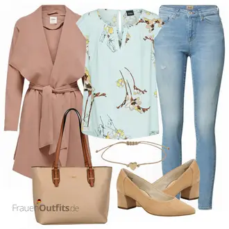 Outfit mit Blau/Hellblau/Braun Lederjacke/High Waist Jeans/Jeans mit Schlitz/Push up Jeans/Schlupfjeans/Leder Schuhe/Herren Lederjacke Only "Cooler Look für den Frühling"