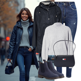 Blau High Waist Jeans Outfits für Damen image