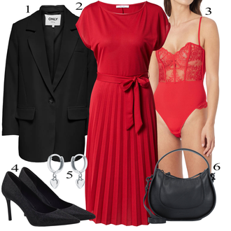 Elegantiškas apranga su Raudona/Tamsiai raudona Suknelė About You "Teplé letné farby oblečenia"Look: 20-ieji, 30-ieji, Elegantiškas, Itališka, Old Money, Per Daug apsirengęs