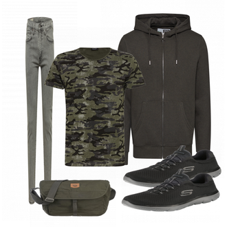 Outfit mit Schwarz/Grün Schultertasche Fjällräven "Street Style Outfit"
