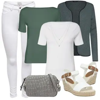Smart Casual Outfit mit Grün/Dunkelgrün Strick Große/Kleid Große Größe/Parka große Größe/Short Große Größe/Boucle Strickjacke/Strickjacke Mit Fransen/Baumwoll Strickjacke/Strickjacke Gefüttert/Lange Strickjacken/Rundhals-Strickjacke/Kurze Strickjacke/Kurzarm Strickjacke/Stehkragen-Strickjacke/Sommerstrickjacke/Vintage Strickjacke/Winter Strickjacke/Wolle Strickjacke Only "Schöner Sommer Look"Look: Uni, Boho, Französische, Mom, Outdoor, Skater, Smart Casual