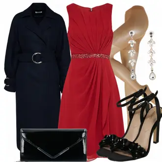 Elegant Outfit mit Dunkelrot/Rot/Rosa Kleid Große Größe Mascara "BeTheStar"Look: Old Money, Empire, Romantisch, Festlich, Elegant, Overdressed, Mom
