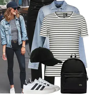 Outfit met Lichtgrijs/grijs/wit Leren sneaker/Zomer sneaker/Lage Sneaker/Skateschoen/Vintage Sneaker Adidas "Modieuze lente-outfit"