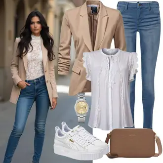 Outfit sa Bijela/Krem/Zeleno/Smeđa Dječja igračka/Engleska Bluza s Broderie/Bluza bez rukava/Čipkasta Bluza medicine "Lijepa proljetna odjeća"