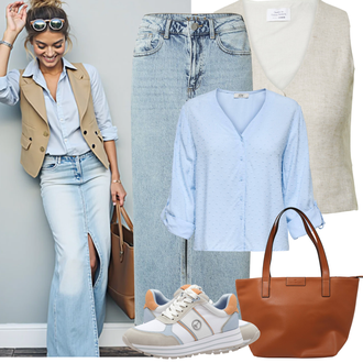 Outfit sa Siva/Bež/Smeđa/Kaki/Bijela daahls by emma roberts exclusively for about you "Proljetni Outfit"