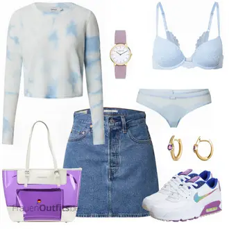 Kurz/Mini Outfit mit Blau JeansRock levi's "Cooler Freizeitlook"