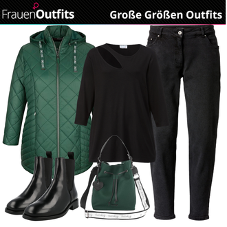 Outfit mit Dunkelrot/Schwarz/Braun Flache Stiefelette/Lederjacke GANT "Winter Outfit in großen Größen"