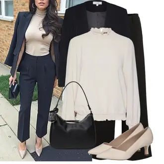 Outfit met wit/beige/bruin/Khaki/roze Blouse Lederen jas/Blouse met Lange Mouwen/InstapBlouse/CrashBlouse/Linnen Blouse/Mousseline Blouse/Blouse Met Elleboogstuk/Blouse met Opstaande Kraag/Blousebody/Blouse/Fijn Gebreide Trui/Trui met Franje/Verpleegkundige Trui/Kasjmier Trui/Kasjmier Trui/Eenvoudige Trui/2-in-1 Trui/Basic Trui/Trui met Ronde Hals VERO MODA "Coole Lente Outfit"