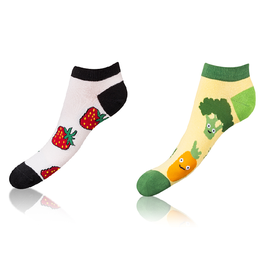 CRAZY IN-SHOE SOCKS 2x - Cheerful Short Socks 2 Pairs - Light Green - Red - Black