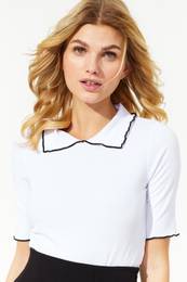White Collar Detailed Fitted/Situated Knitted Blouse