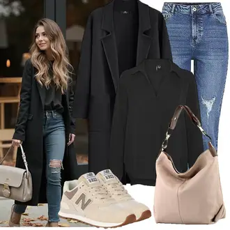 Elegant Outfit mit Schwarz Einfarbige Bluse/Crash­Bluse/Blusenbody/Bluse Mit Knopf/Bluse mit Stehkragen/Bluse/Business Bluse/LangarmBluse/SchlupfBluse/Lederjacke VERO MODA "Perfekt für die Freizeit"Look: Workwear, Smart Casual, Casual, Edel, Elegant, Unisex, Overdressed, Oversize