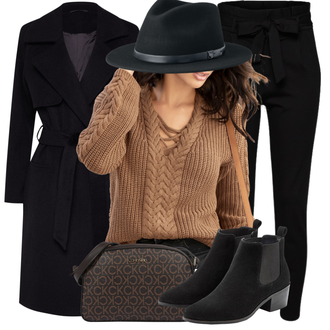 Outfit mit Schwarz Hose Große Größe/Leggings Große Größe/High Waist Hose/Strick Legging/Paperbag Hose/Steghose VERO MODA "Perfekt für den Herbst"