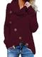 Pullover Damen Winterpullis Warm Asymmetrische Rollkragenpullover Strickpullover Wrap Gestrickt Casual Langarmshirts Oberteile (A Weinrot, XL)