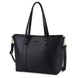 Bageek Handtasche Damen Schwarz Shopper Damen Groß Taschen Damen PU Leder Schwarzer Shopper Tasche Damen Schwarz Handtasche Für Büro Schule Einkauf