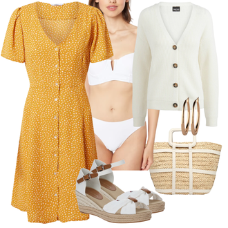Mollige Outfit mit Gelb Kleid Große Größe/Kleid mit Gürtel/Lässiges Kleid/Cord Kleid/Jerseykleid/Kleid Standesamt-gast/Sommerkleid/Wickelkleid Only "Sommer Look für modische Frauen"
