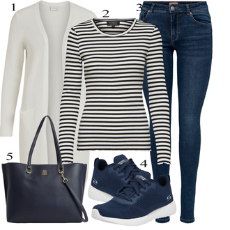 Verslas, Laisvas apranga su Tamsiai mėlyna/Mėlyna/Šviesiai mėlyna Jeggings/Leggings Džinsai Antblauzdžiai/Aptempta kelnė Only "Dobrý jesenný odev"Look: Laisvas, Klasika, Šaunus, Modernus, Old Money, Besiūliai, Paprasta