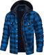 TACVASEN Herren Freizeithemden Innenfutter Flanell Hemdjakce Winter Kapuzenpullover Gesteppte Hooded Holzfällerjacke, Blau, M