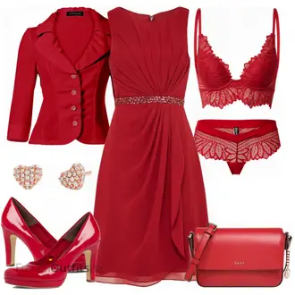 Elegant Outfit mit Dunkelrot/Rot/Rosa Kleid Große Größe Mascara "Unvergesslicher Abend Look"Look: Old Money, Empire, Romantisch, Festlich, Elegant, Overdressed, Mom