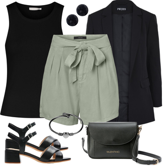 Outfit met zwart/Zilver/Donkerblauw Broche fako bijoux® "Zomerse avond outfit"