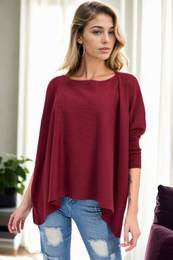 81734 Knitwear Womens Poncho-BORDEAUX