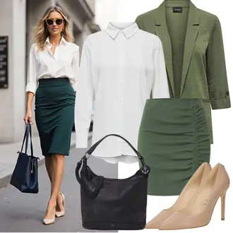 Rock Outfits mit Weiß/Creme Bluse und Tunika/Bluse Große Größe/Businesshemd/Casual Hemd/Business Hemd/Musselin Hemd/Bügelfreies Hemd/Hemdbluse JdY, Beige/Weiß/Braun/Rosa High Heel/Business-Schuh/Bequemer Pump/Hochfrontpump/High Heel Pumps/Peeptoe/Slingback Pumps/Slingpump Guess "Frühling outfit"