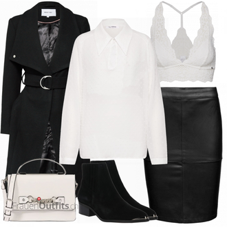 Outfit mit Schwarz Stiefel VERO MODA "About You Mantel"