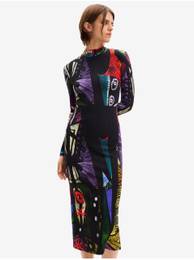 Black women's patterned knit midi dress Malaga Lacroix