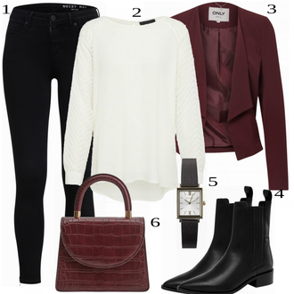 Outfit s Krémová/Bílá Halenkový Top/Halenka s Dlouhým Rukávem/Slip-on Halenka/Halenka se Stojatým Límcem/Kožená bunda pro muže/Crash blůza/Dětská hračka/Sportovní Halenka/Mušelínová Halenka/Blůza s nášivkou na lokti Object "Příležitostný Business Look"