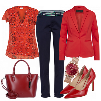 Outfit mit Rot High Heel Högl "Daily"